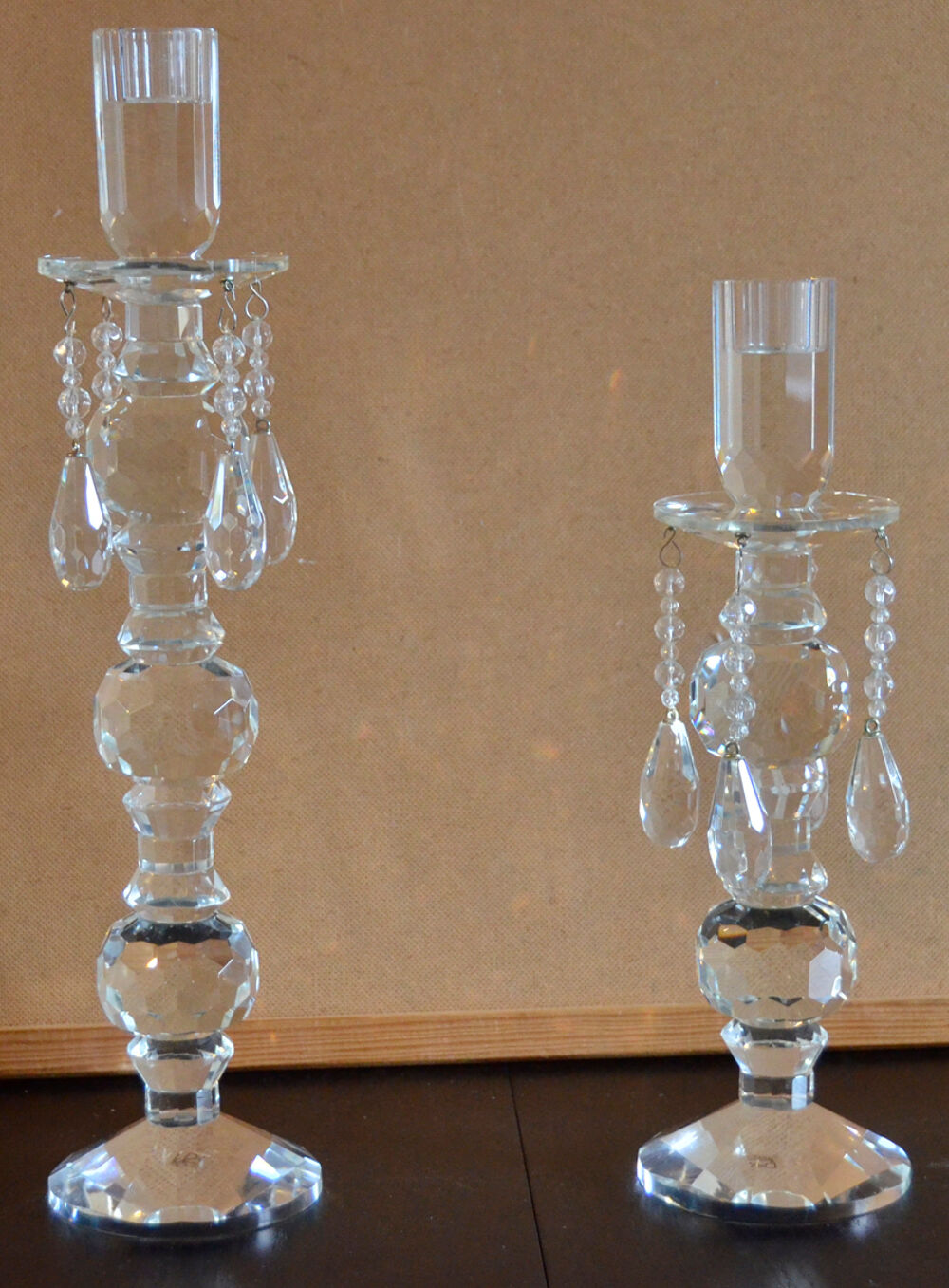 Bougeoirs en verre Bois et chiffon Décoration