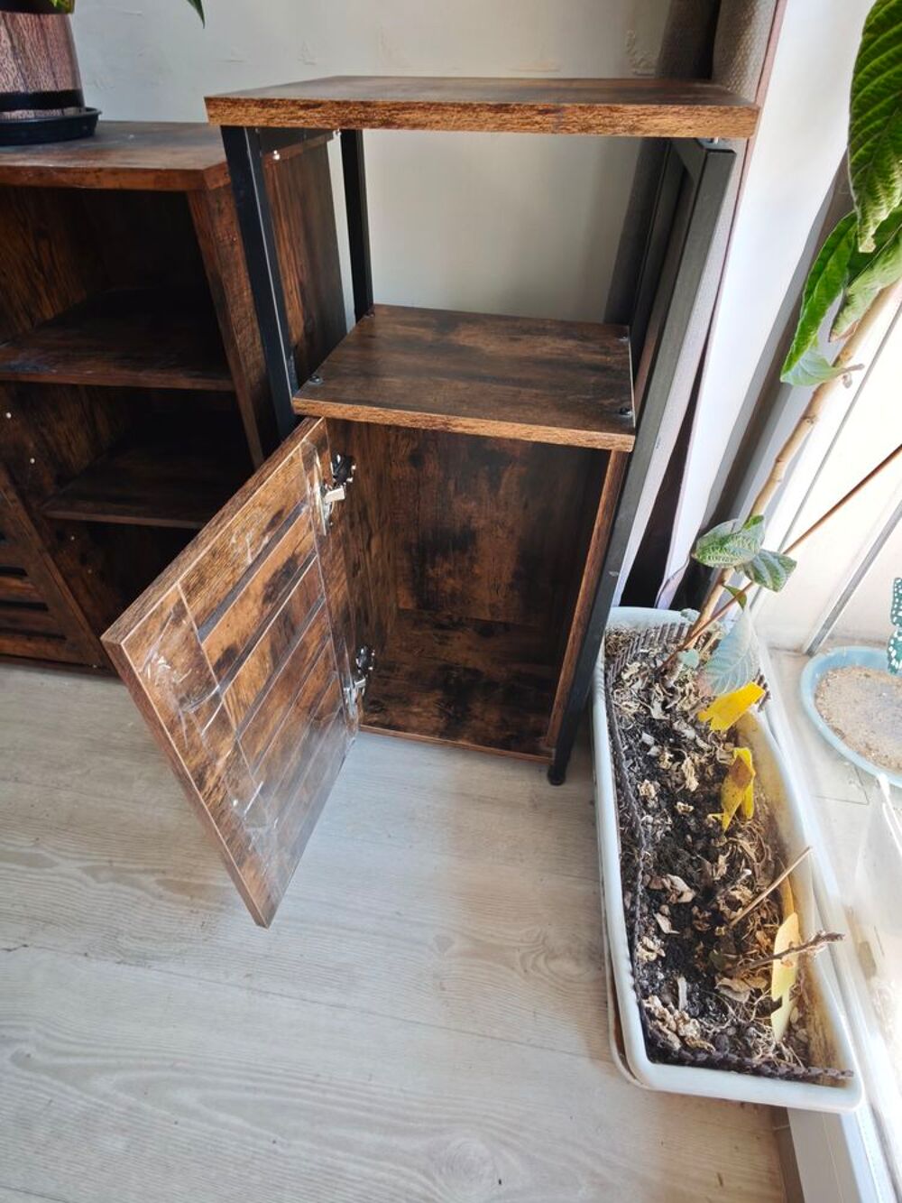 Buffet de rangement marron et noir 2 portes 100 x 35 x 75 cm Meubles