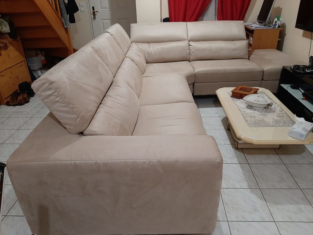 Canap&eacute; Poltronesof&agrave; d'angle beige en tissu ? excellent &eacute;tat Meubles