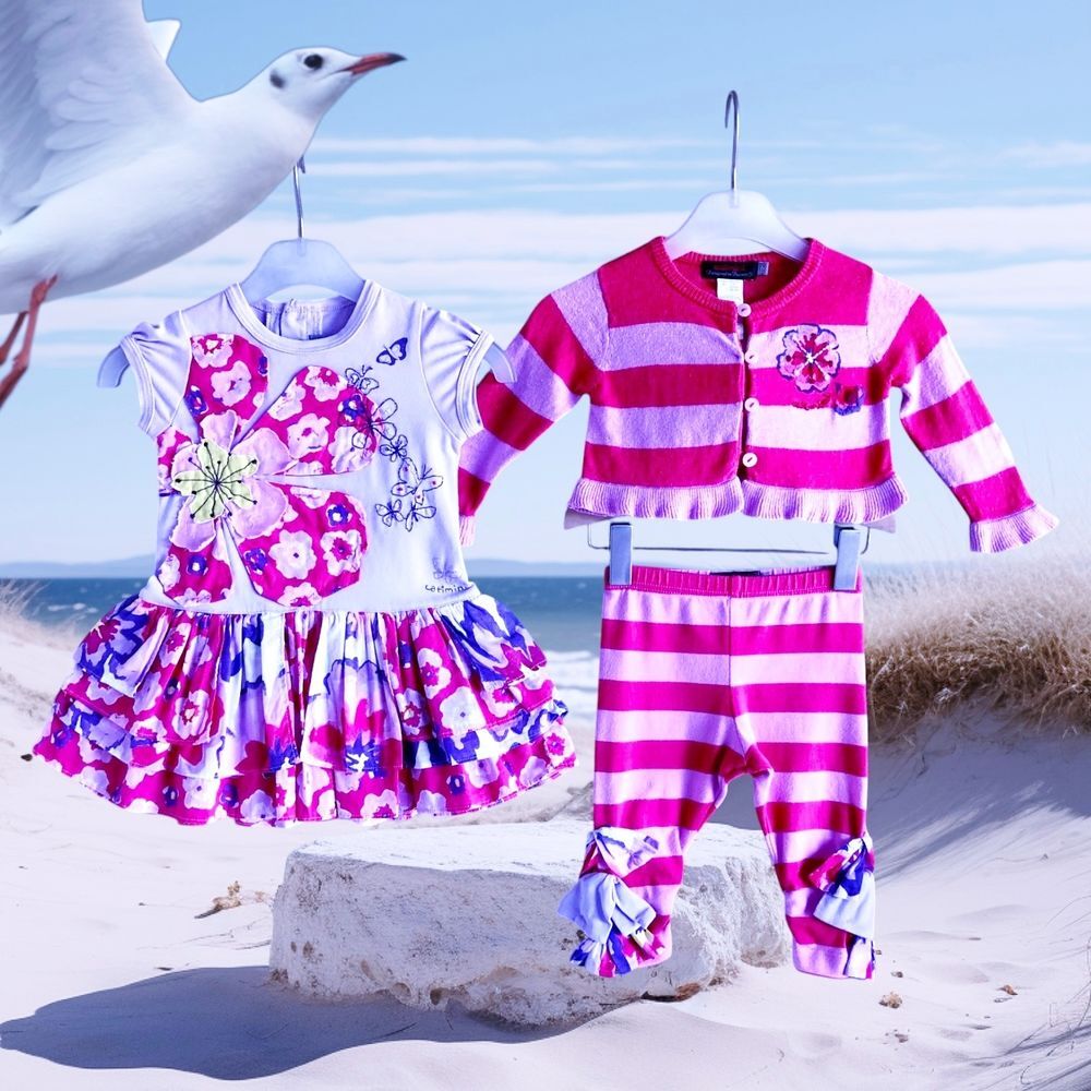 CATIMINI - ENSEMBLE 3P B&Eacute;B&Eacute; VOLANTS, FLEURS &amp; BRODERIES 6M Vtements enfants