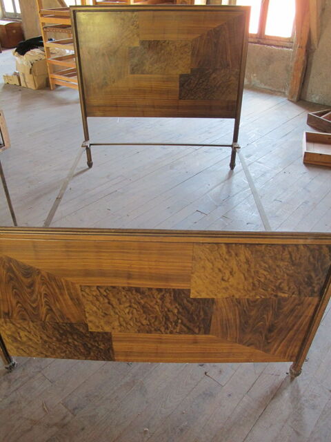 Lit en fer et t�le aspect bois 140x190 - Vintage 70 Parent (63)