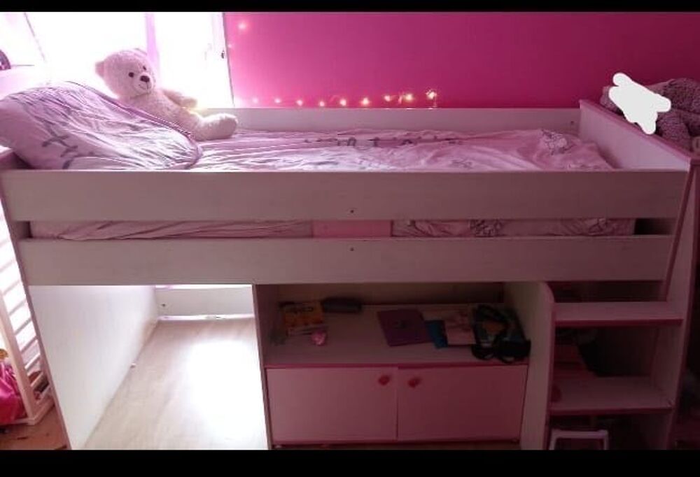 Mezzanine rose et blanc Mobilier enfants