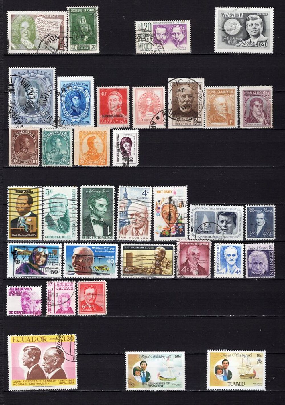 lot de 151 timbres du MONDE avec des PERSONNALITES 