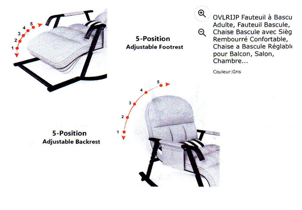 Chaise, matelas, Rocking Chair pour repos allong&eacute;. Meubles
