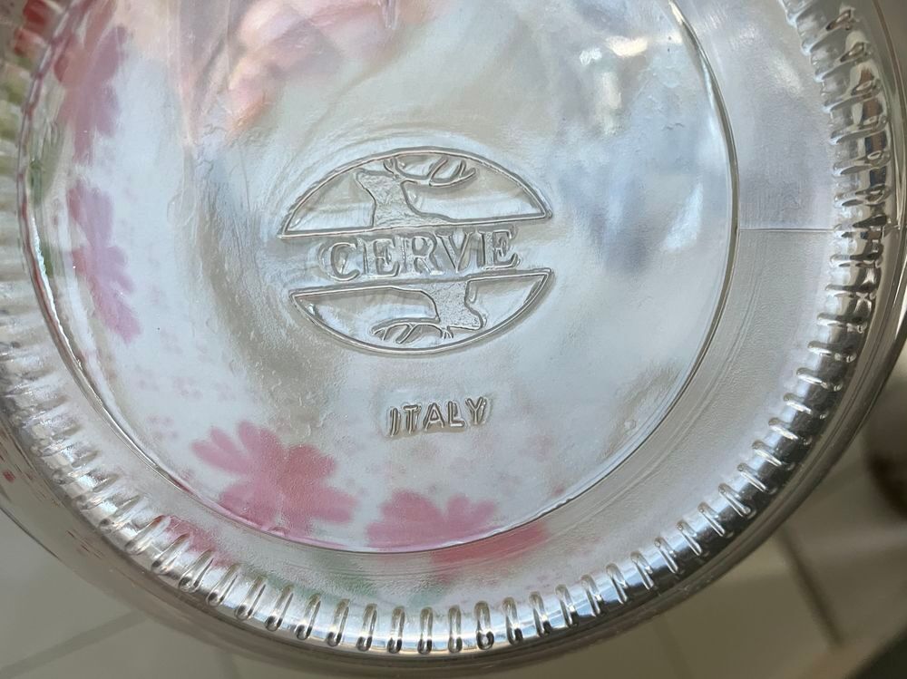 Grand pichet ancien (~1970), "CERVE", en verre + couvercle e Décoration