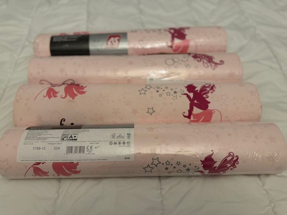 lot rouleaux papier peint chambre fille th&egrave;me clochett Décoration
