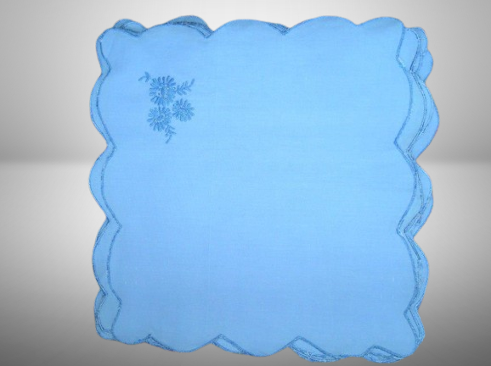 Nappe neuve ronde faite &amp; brod&eacute;e main Coton d'Egypte festonn Décoration