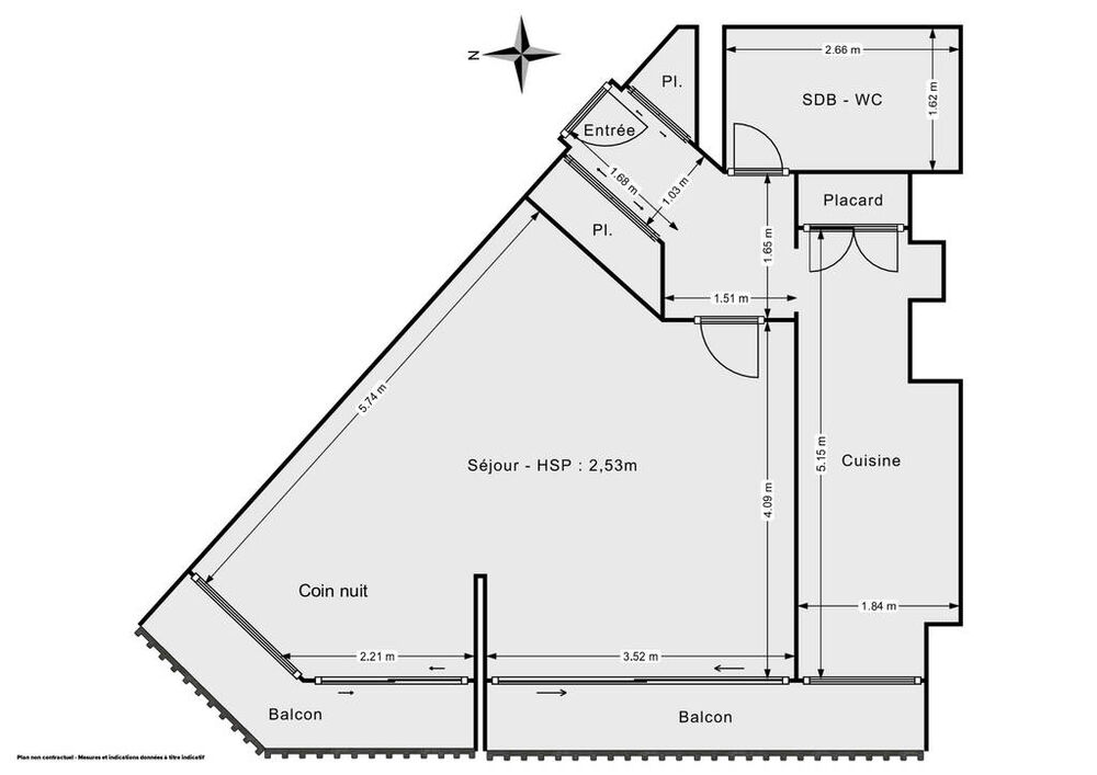 Vente Appartement Studio 44,04 m2 + loggia 8,9 m2 Paris 18