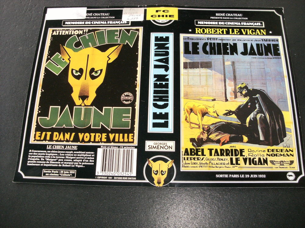 Film : " Le chien jaune " 1932 DVD et blu-ray