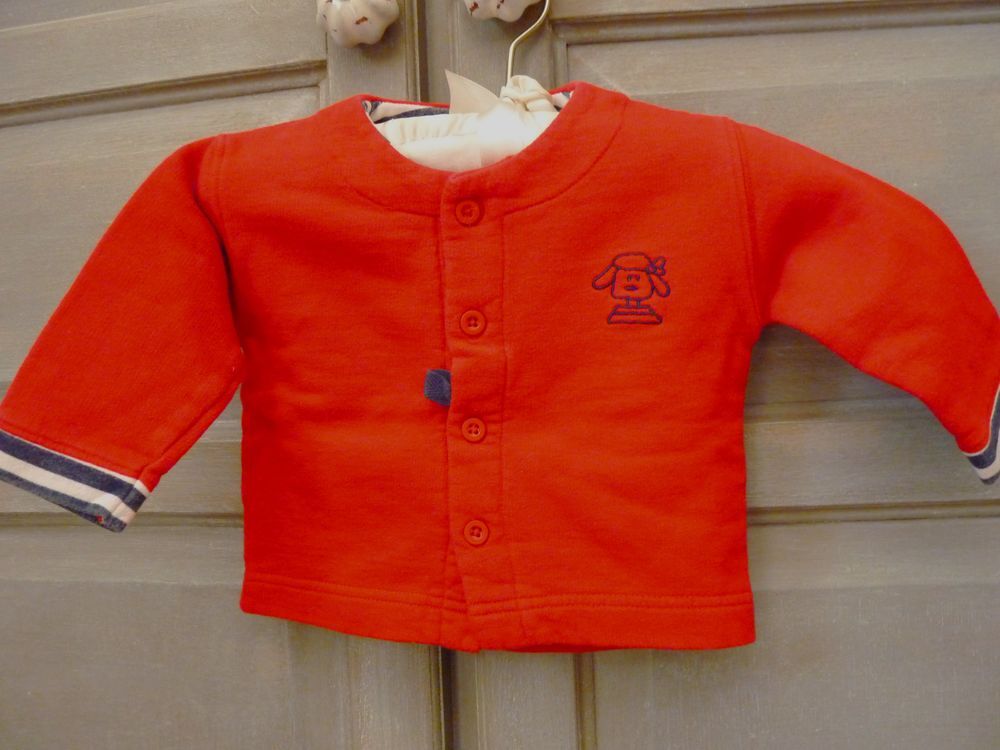 Gilet bebe Gar&ccedil;on 6 Mois rouge bleu marine pirate TBE Puériculture