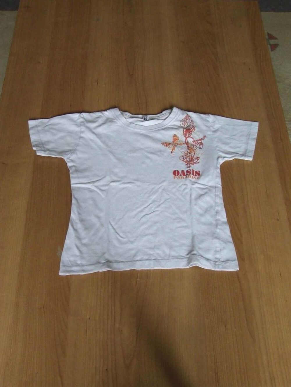 Tee-shirt manches courtes, Blanc motif Oasis, 10&nbsp;ans Vêtements enfants
