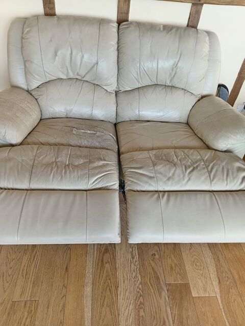 Canap� de relaxation beige en cuir v�ritable 100 Montbrison (42)