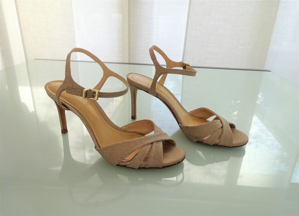 Sandales &agrave; talons scintillantes platine CosmoParis 36 Chaussures