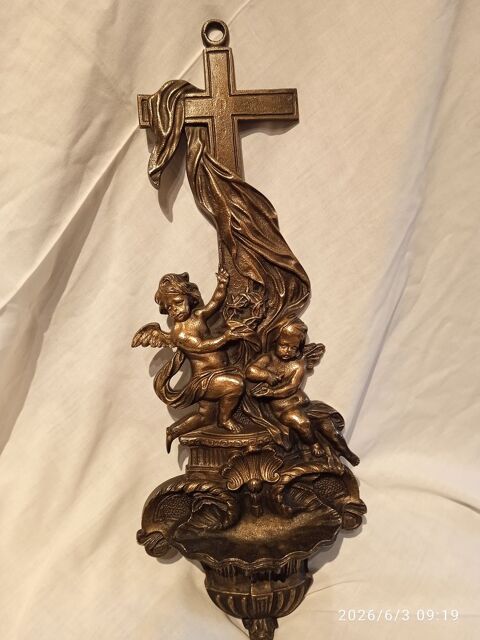 Très BEAU ET GRAND Bénitier EN BRONZE   ANCIEN   époque XIXe 190 Cournon-d'Auvergne (63)