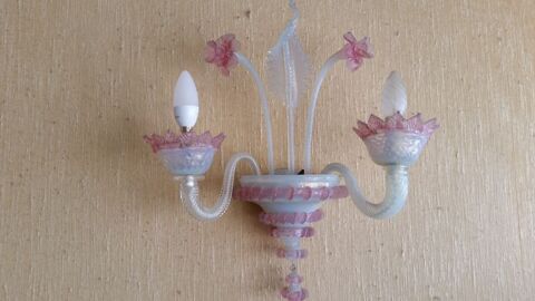 Applique verre Murano, a fleurs roses 150 Paris 13 (75)