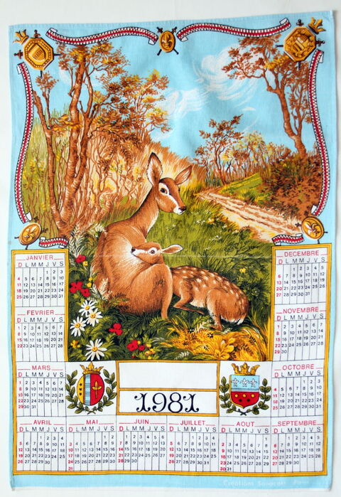 Torchon calendrier 1981
coton Issy-les-Moulineaux (92)