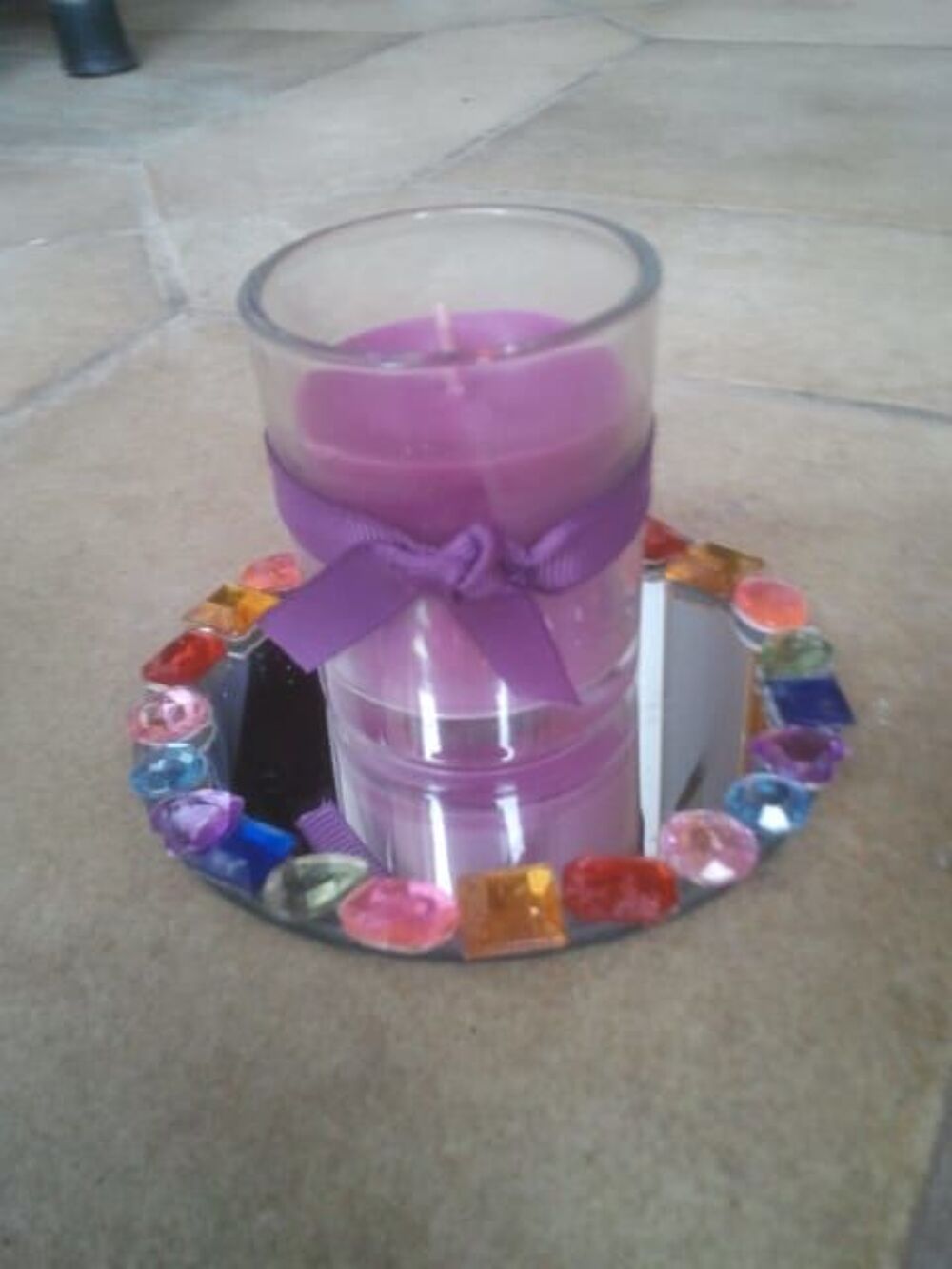 Dessous de Bougie Rond en Miroir &amp; Bougie Parfum&eacute;e Décoration