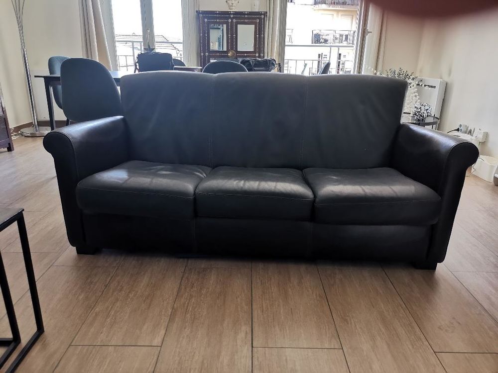 Canap&eacute; cuir 3 places et fauteuil assorti Meubles