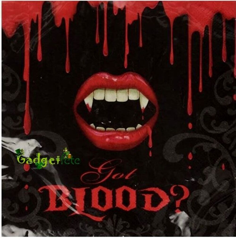 2 x lots de 16 Serviettes table Morsure de vampire Halloween Décoration