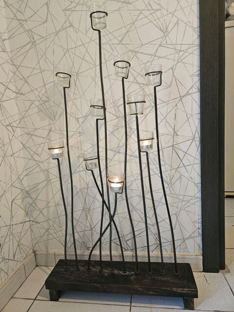 grand photophore 10 tiges sur socle bois 40 Saint-Mathieu-de-Tr�viers (34)