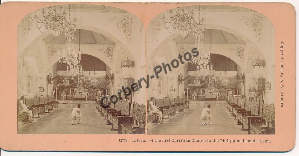 STEREOVIEW Photo CEBU Christian Church Philippine Islands 