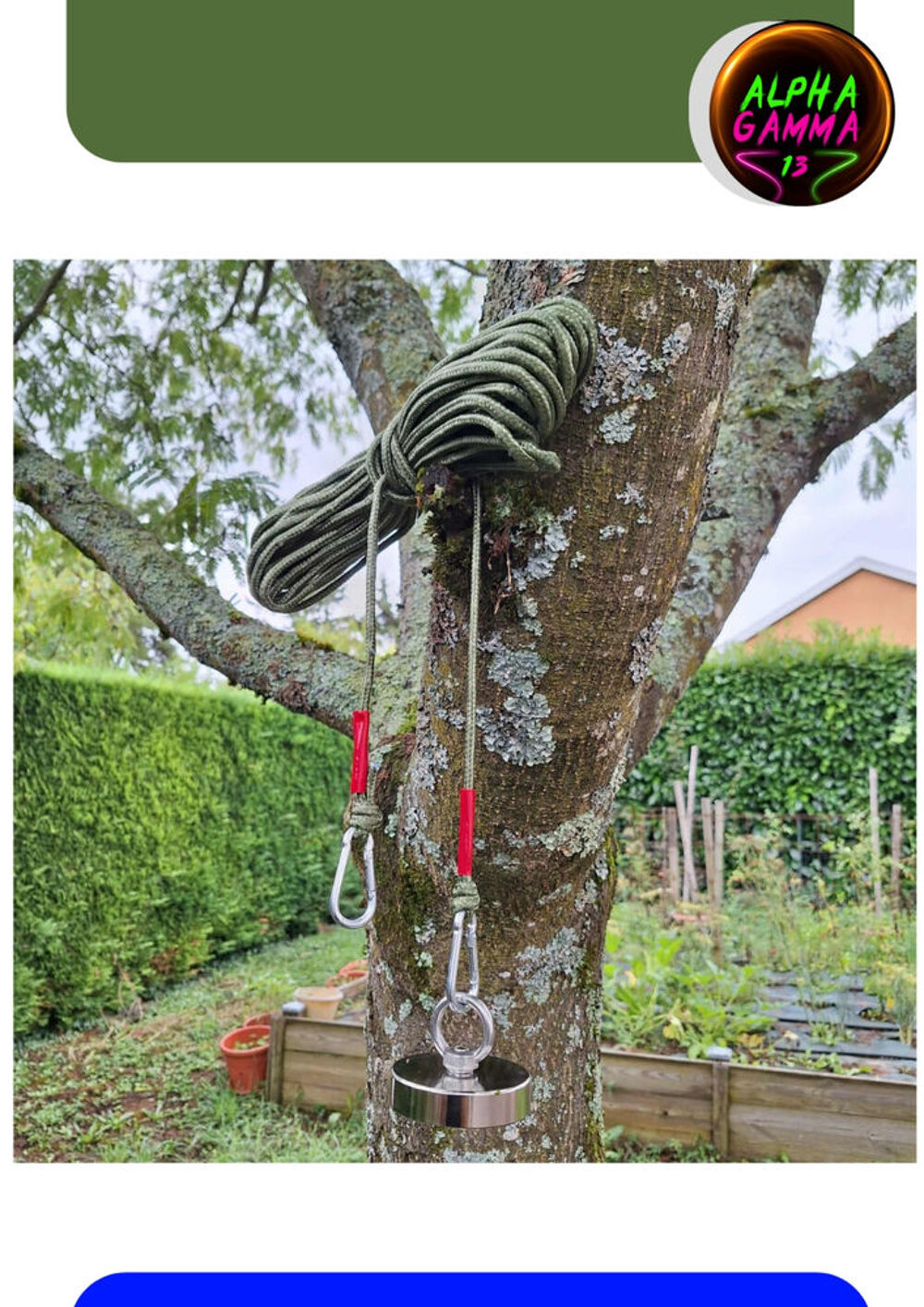 P&ecirc;che &agrave; l'aimant 300Kg ultra-puissant &Oslash;80 + corde et 2 mousq Bricolage