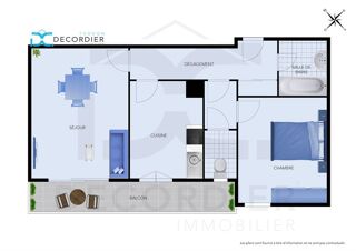  Appartement  vendre 2 pices 43 m