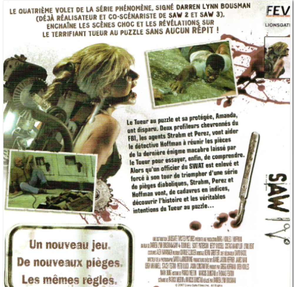 La maison au fond du parc. SAW n&deg; 4 DVD et blu-ray