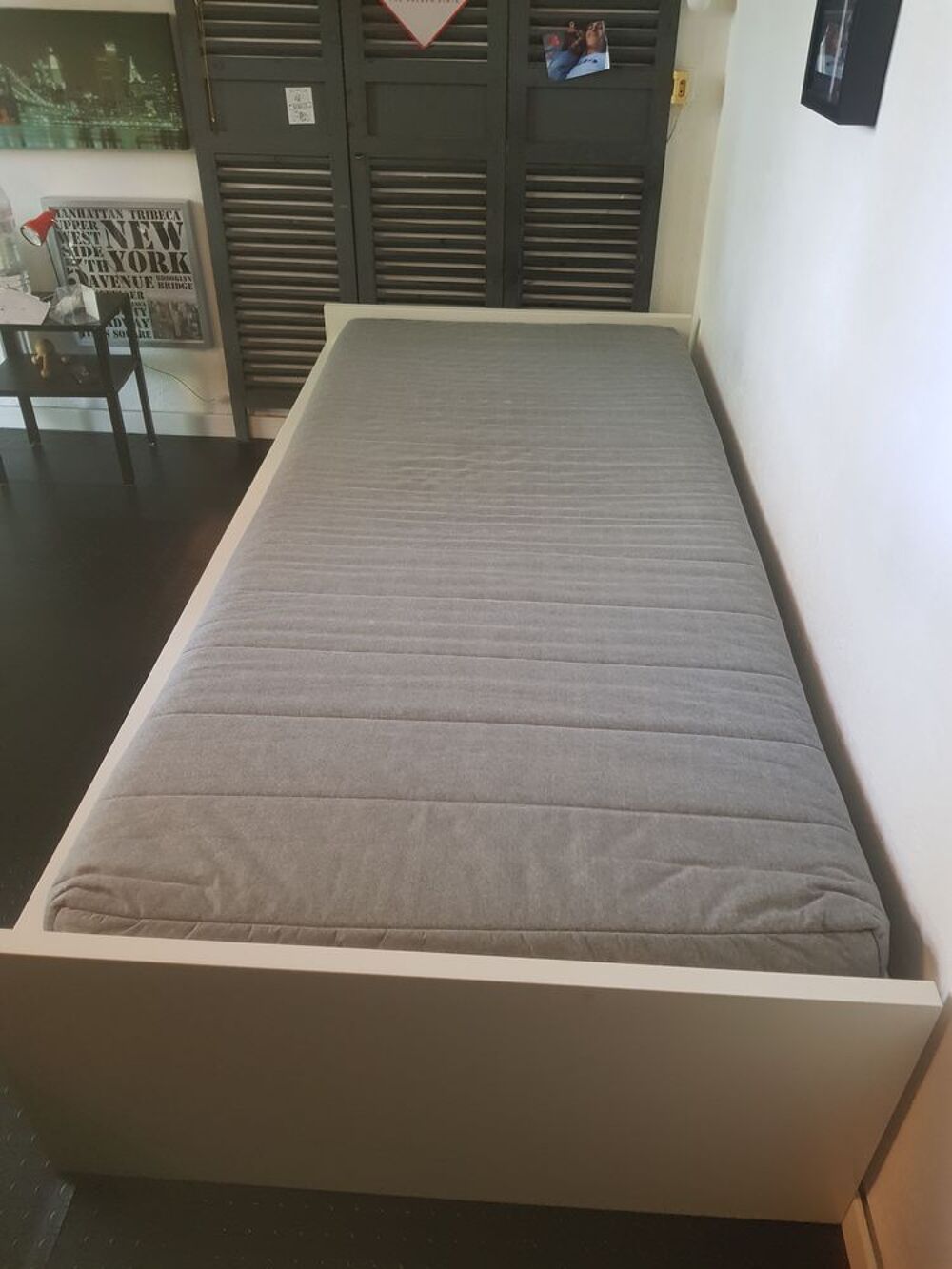 Cadre lit avec rangement, blanc, 90x200 cm grands tiroirs Meubles