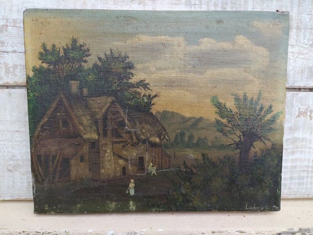 Ancien Tableau &Eacute;cole de Barbizon Sign&eacute; Lacheny ... 