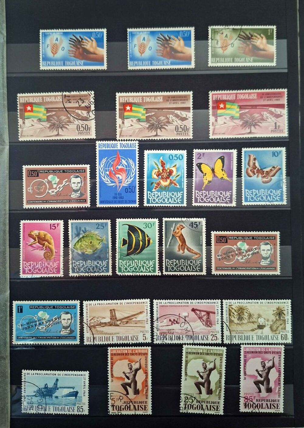 S&eacute;rie de timbres de collection du Togo 