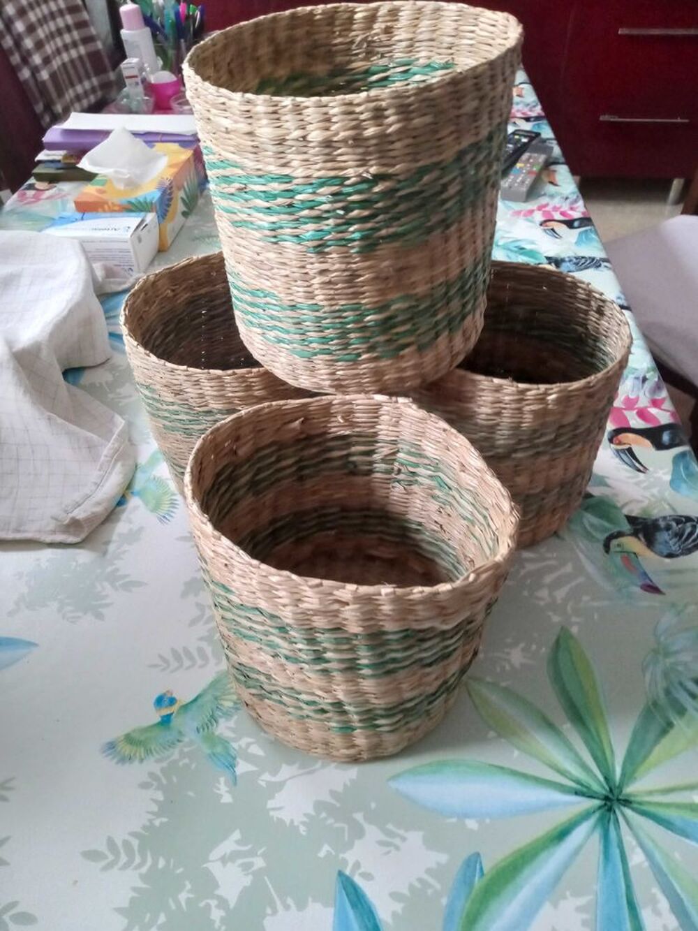 cache pot en paille Décoration