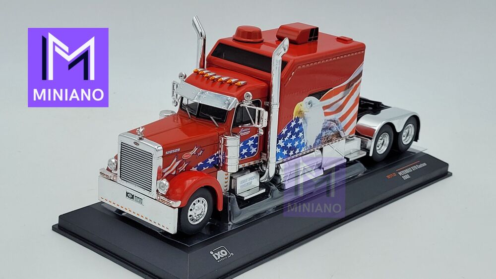 CAMION PETERBILT 379 CUSTOM 2002 ROUGE AVEC DRAPEAU AIGLE 