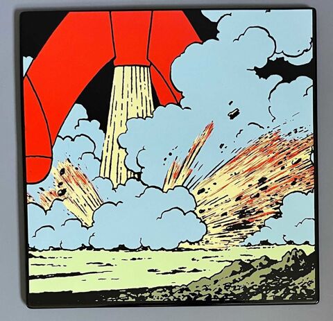 Ancienne plaque �maill�e Tintin Objectif Lune 400 Caen (14)