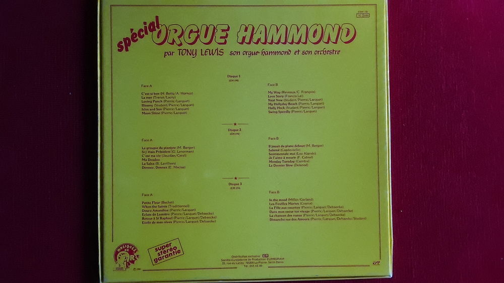 Disque vinyle 33 tour Orgue Hammond Tony Lewis CD et vinyles