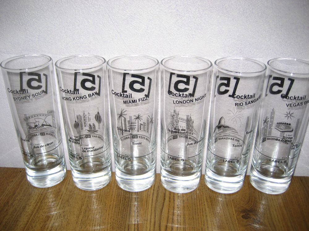 Lot de 6 verres cocktails du Monde BY LABEL 5 , neufs Cuisine
