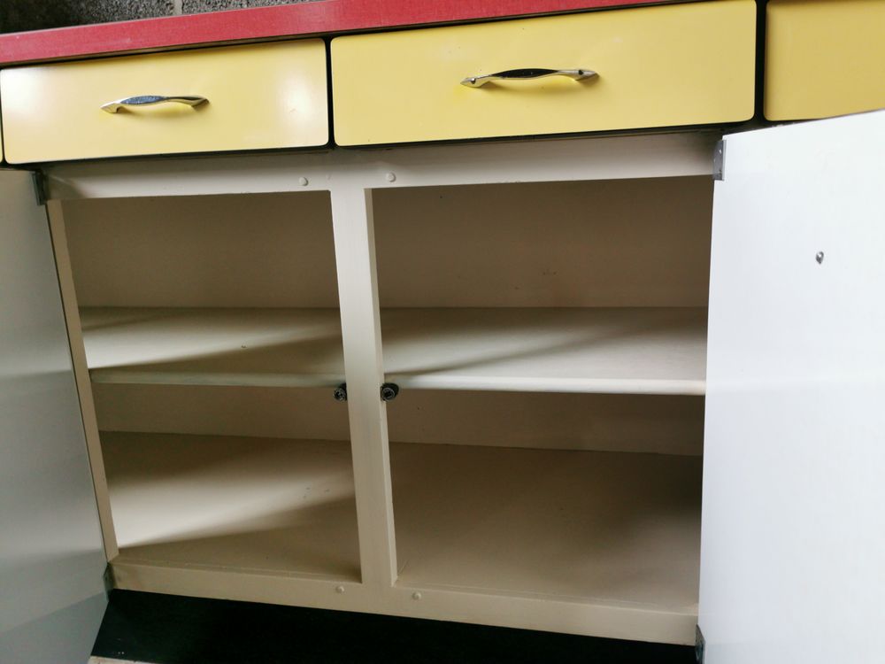 Buffet de cuisine en formica jaune vintage de 1960 - 2m Meubles