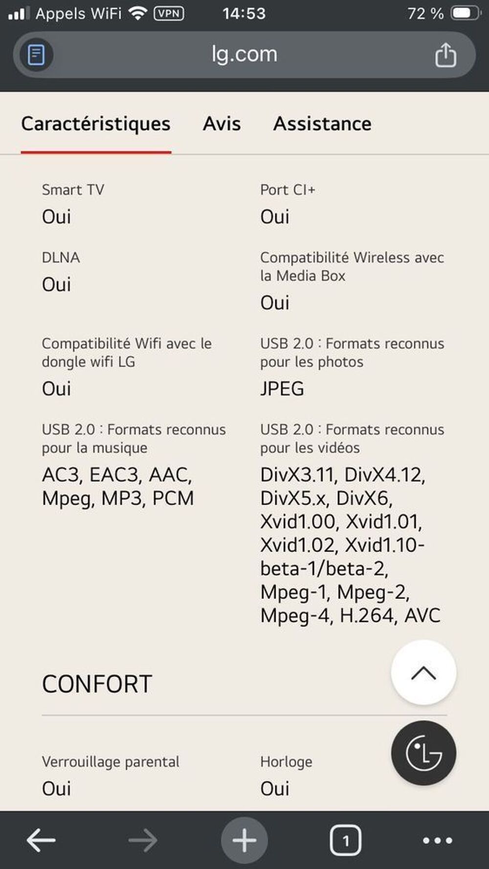 T&eacute;l&eacute;vision LG 108cm 3D Photos/Video/TV