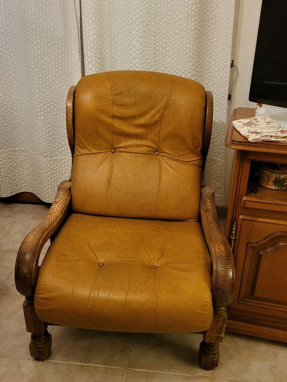 Canap&eacute; cuir 3 places + 2 fauteuils Meubles