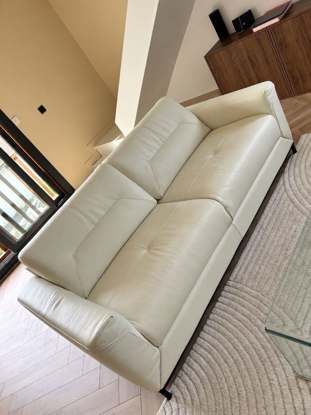 CANAPE GUSTAVE 3 PLACES EN CUIR PLEINE FLEUR BLANC €" EXCELLENT ETAT Meubles