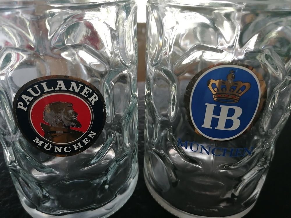 Lot de 8 chopes &agrave; bi&egrave;re allemande de collection 