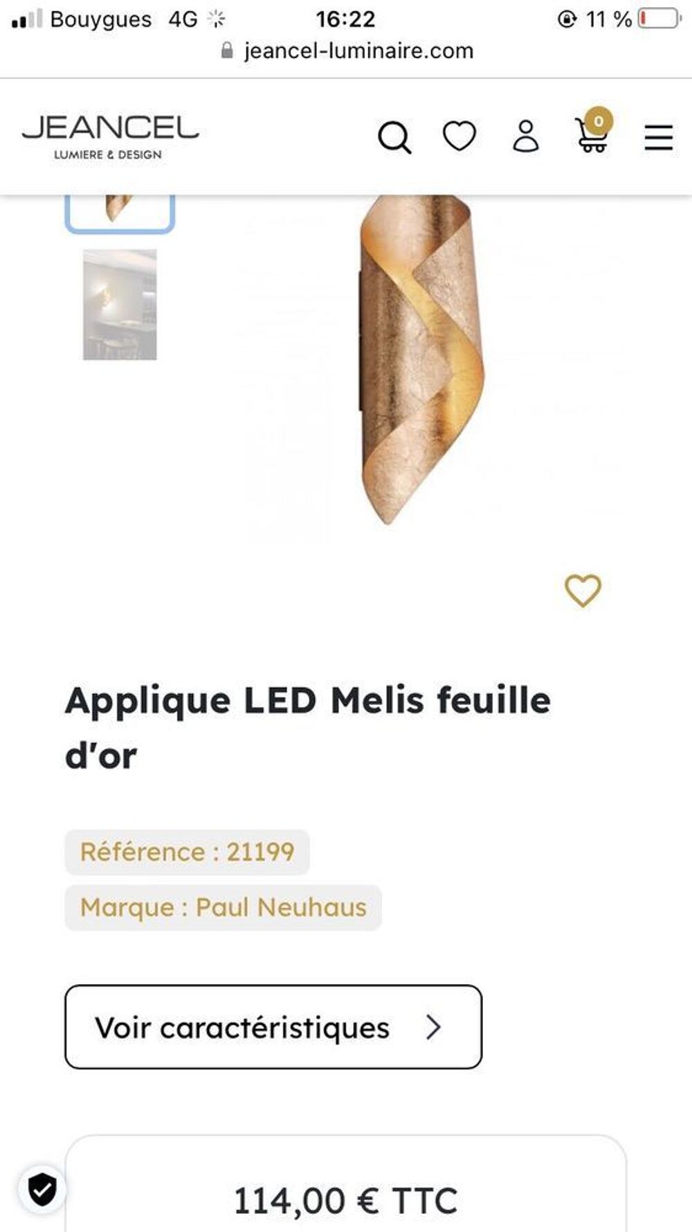 Applique murale Feuille d'or Décoration