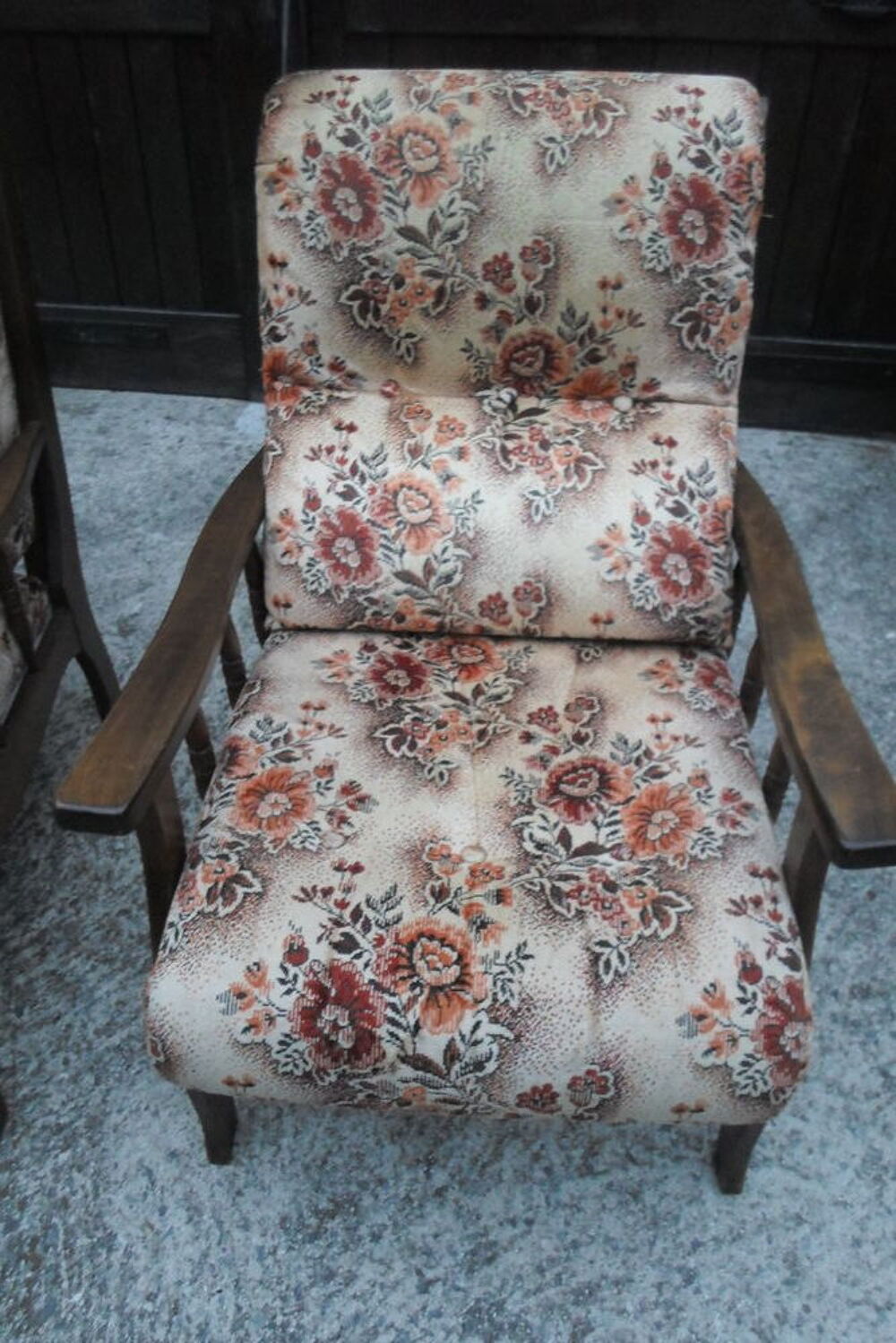 lot de 2 fauteuils armature bois velours Meubles