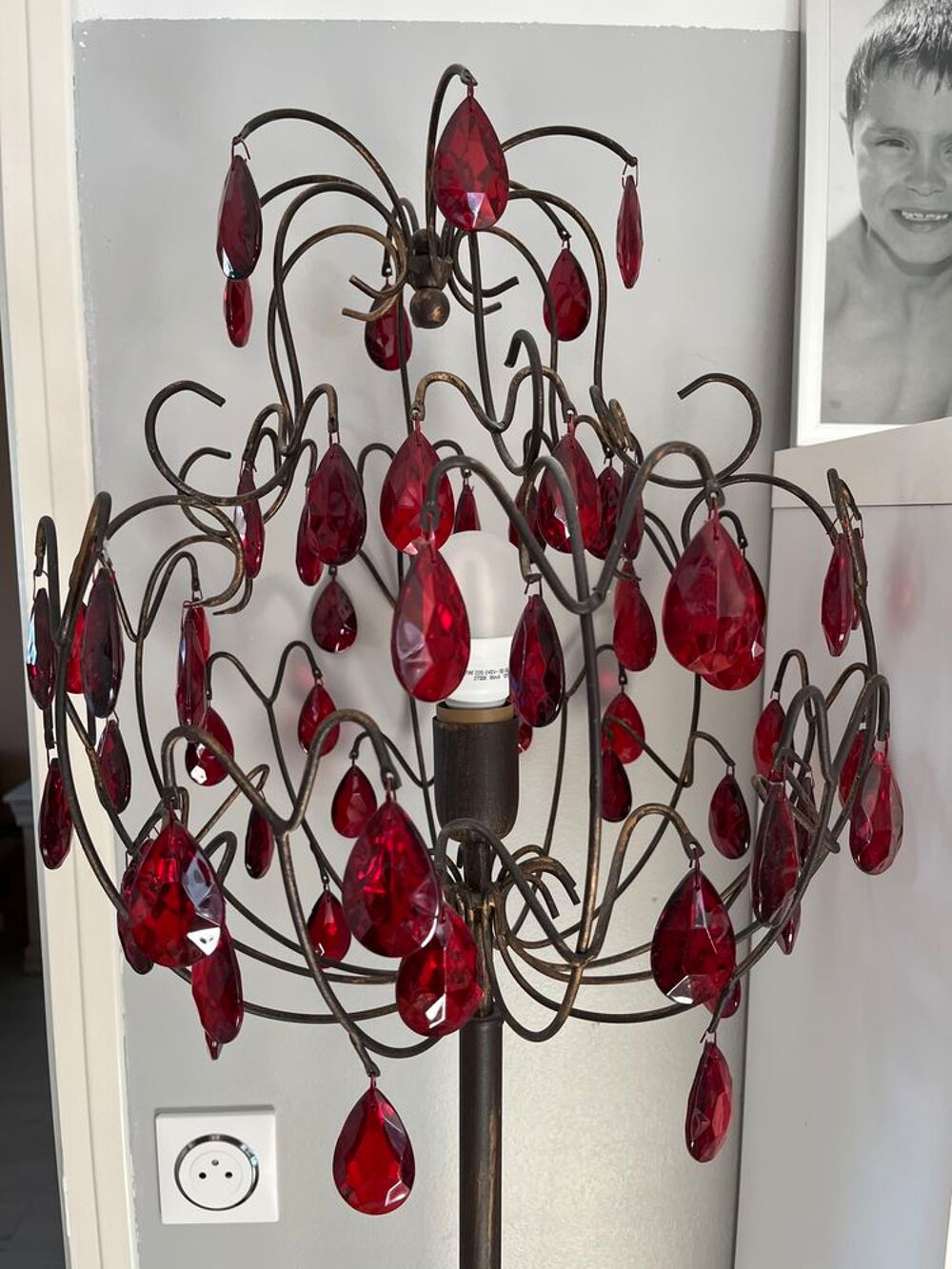 Lustre et lampadaire m&eacute;tal et verre Décoration