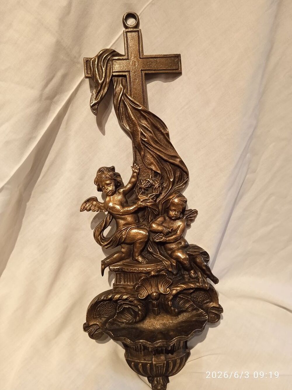 Tr&egrave;s BEAU ET GRAND B&eacute;nitier EN BRONZE ANCIEN &eacute;poque XIXe 