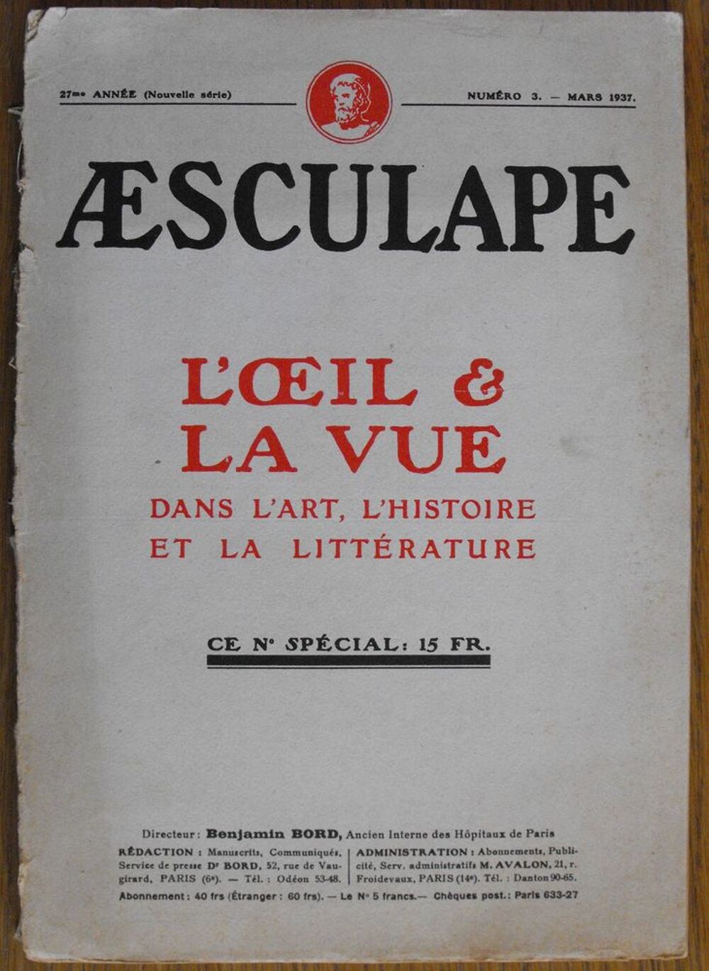 REVUE AESCULAPE N&deg; 3 MARS 1937 Livres et BD