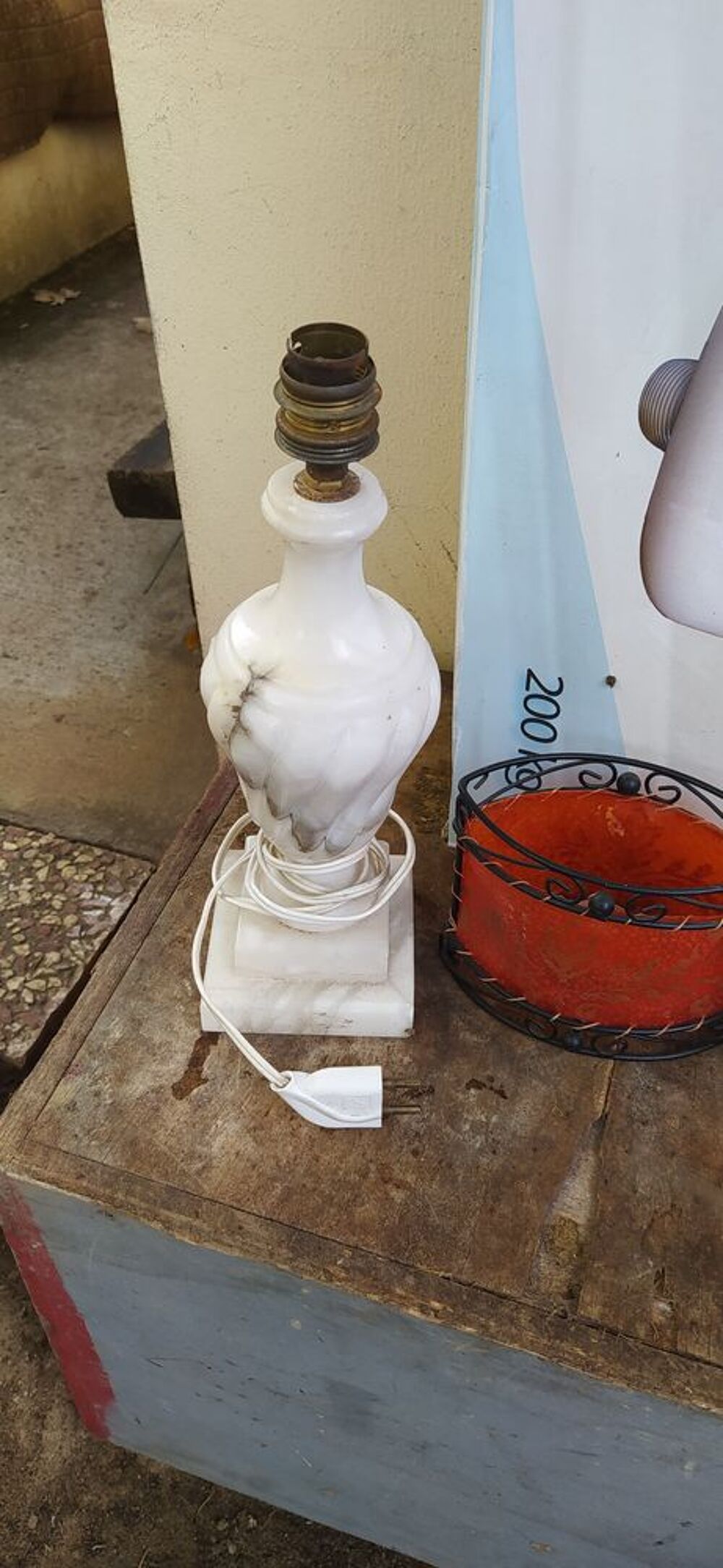 LAMPE EN MARBRE BLANC D'ITALIE Décoration