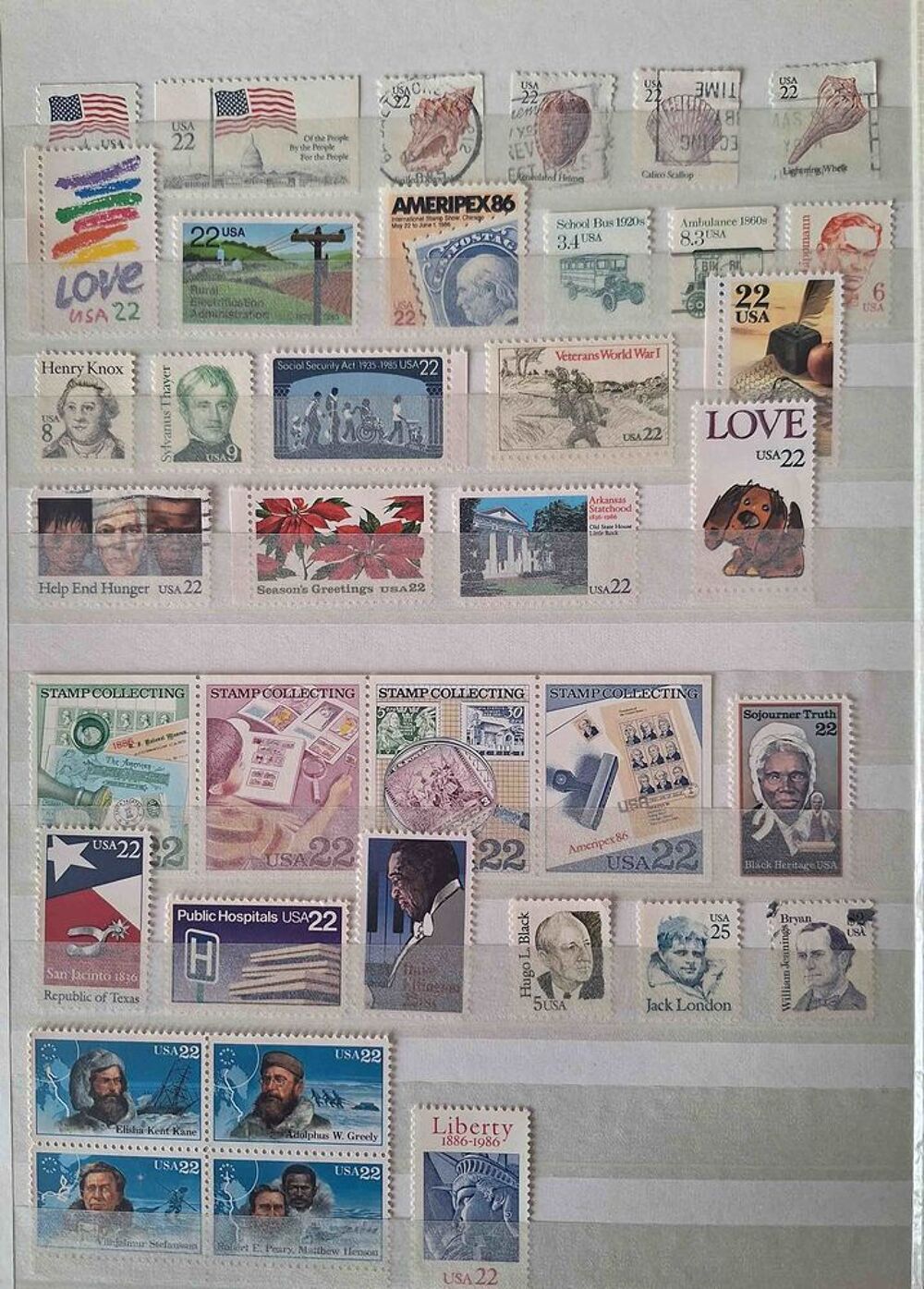 S&eacute;rie de timbres de collection des &Eacute;tats-Unis bis 