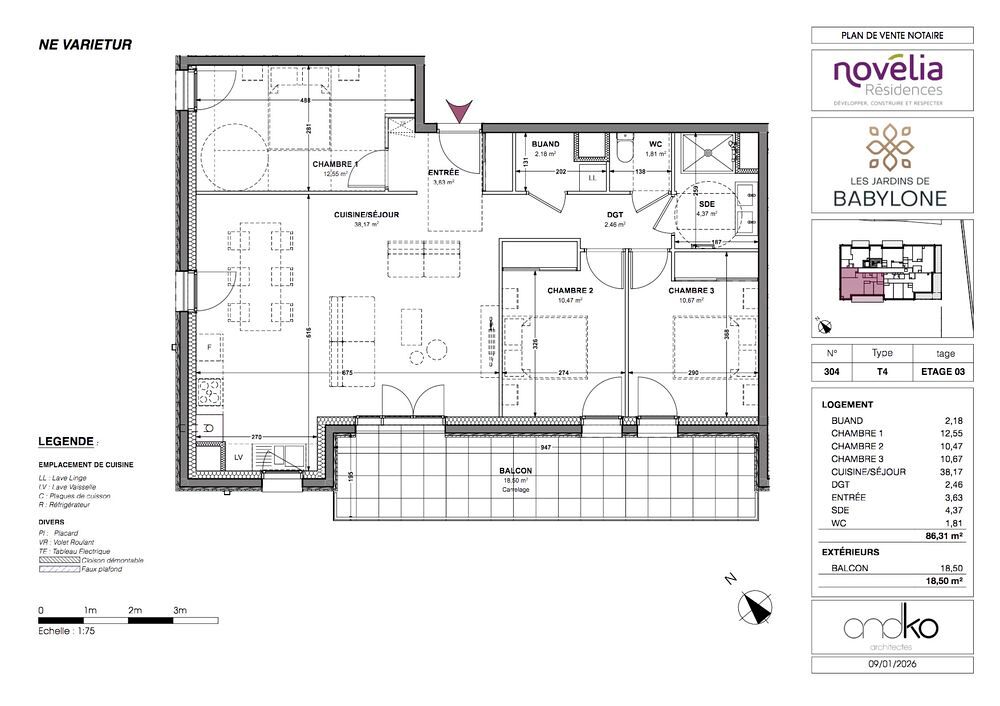 Vente Appartement NOUVEAU ! LES JARDINS DE BABYLONE  PETIT IMMEUBLE NEUF AU CALME ET AU COEUR DE  SAINT JEAN DE MAURIENNE  Les T4 d'une superficie de 86 et 89 m2 et situés au 3e et dernier étage, disposent, en plus, d'un superbe balcon-terrasse carrelé de 19 et 30 m2. Saint-jean-de-maurienne