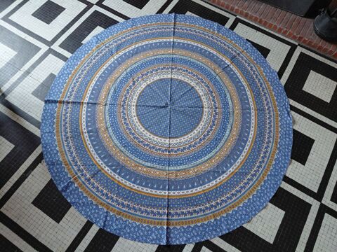 Grande nappe ronde style provençal orange et bleue 8 Herblay (95)